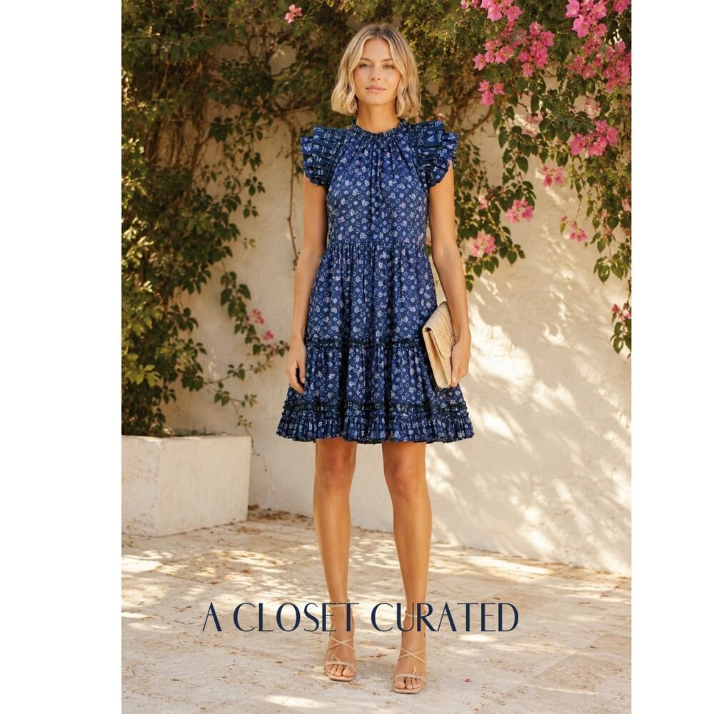 Ulla Johnson Joan Cotton Mini Dress 0 Blue NEW